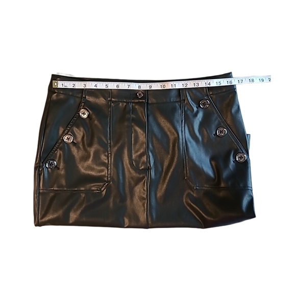 Tommy Hilfiger Black Sailor Style Faux-Leather Knee-Length Skirt Sz 12 NWOT - Picture 9 of 14